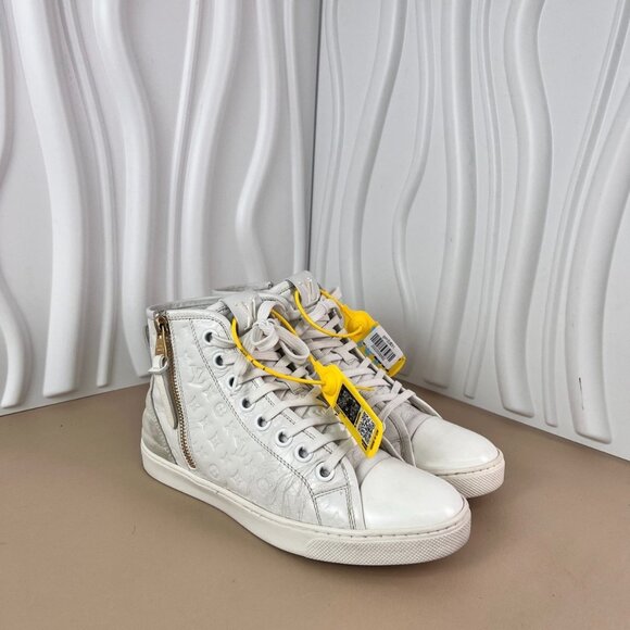 Louis Vuitton White High Top Sneakers Ladies Size 35.5 Leather & Suede With Mono - Picture 9 of 9